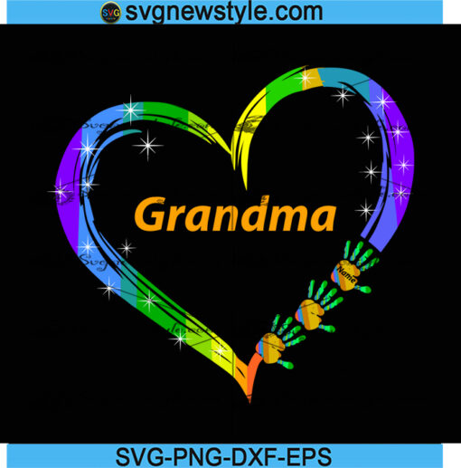 Grandma Heart Grandkids Hands SVG