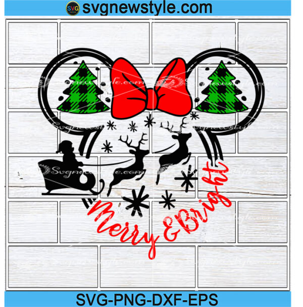 Merry And Bright Christmas SVG, Png, Dxf, Eps Cricut File Silhouette Art