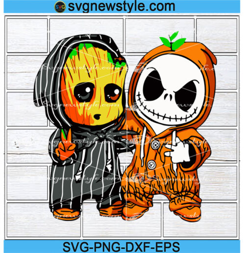 Groot and Skellington Cute Friends svg