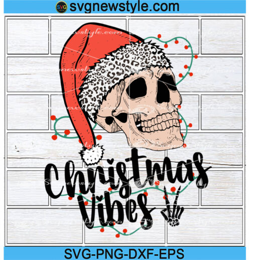 Christmas Vibes Skull Svg