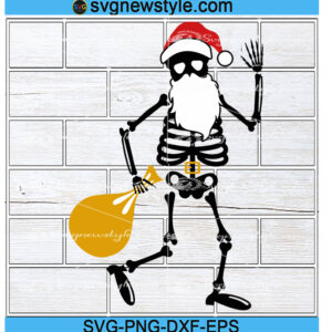 Santa Claus Skeleton Svg Silhouette, Funny Christmas Svg, Png, Dxf, Eps Cricut File
