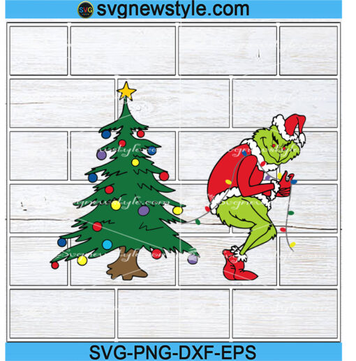 Grinch Stealing Christmas Tree Svg