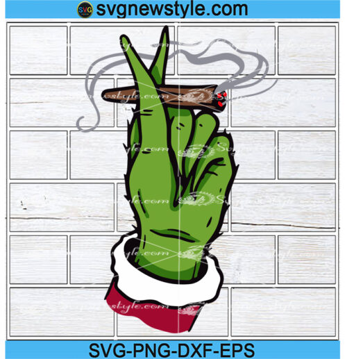 Grinch Hand Smoking Cannabis Blunt Svg