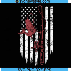 Fishing with American Flag Svg