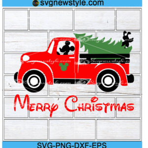 Mickey Truck Merry Christmas Svg, Png, Dxf, Eps Cricut File