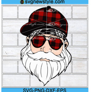 Plaid Santa Wearing Glasses svg