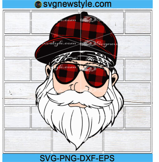 Plaid Santa Wearing Glasses svg