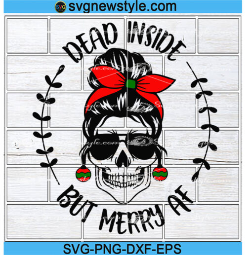 Funny Dead inside Messy bun skull svg