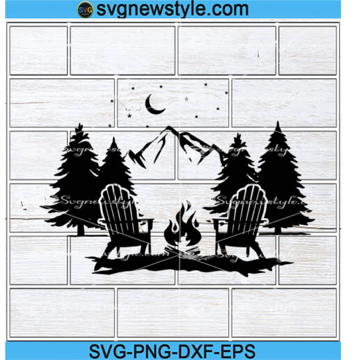 Mountain Scene With Adirondack Chairs Svg