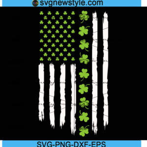 St Patricks Day USA Flag Svg, Lucky Shamrock American Flag Svg, American Irish Flag Svg, Png, Dxf, Eps