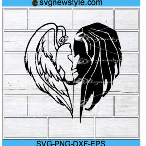 Angel Heart Svg, angel svg, devil svg, Png, Dxf, Eps Digital Download