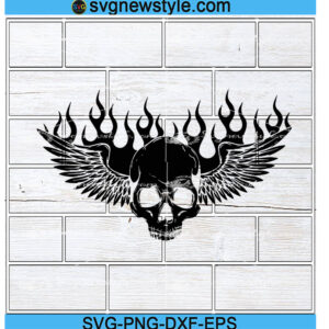 Skull Wings svg, fire Svg, Png, Dxf, Eps Digital Download