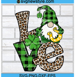 LOVE Patrick Day Gnomes Svg, St. Patricks Day Svg, Shamrock Lucky Svg, Png, Dxf, Eps