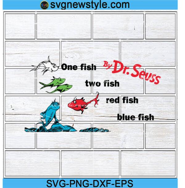 One Fish Two Fish Red Fish Blue Fish Svg, Png, Dxf, Eps Digital Download