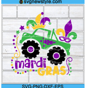 Mardi Gras Monster Truck Svg, Png, Dxf, Eps Digital Download