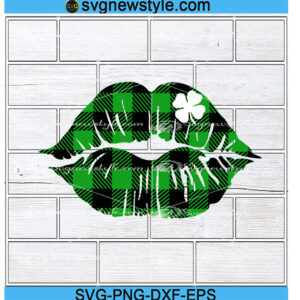 Lips with clover Svg, St patricks day, Lips SVG, Shamrock Svg, Png, Dxf, Eps