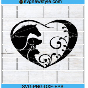 Horse Dog Cat In Heart SVG