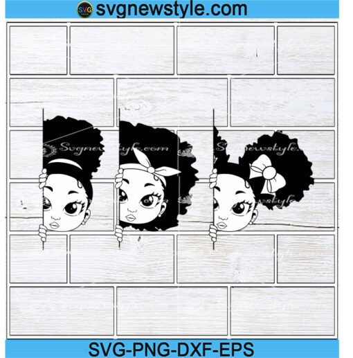 Peekaboo Girl Side Peek svg, african american svg, black kid svg, afro child Svg, Png, Dxf, Eps