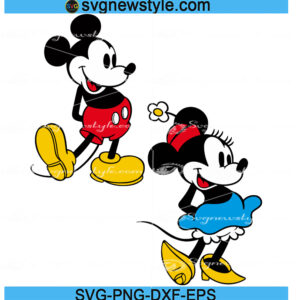 Retro Mickey and Minnie SVG, Png, Dxf, Eps Digital Download for Cricut