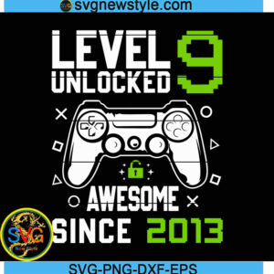 Level 9 Unlocked svg, 9th SVG, 9th Birthday Boy Nine Years Old, Gamer Funny Kids Computer Video Game Svg, Png, Dxf, Eps