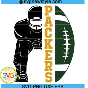 Packers Distressed Football Half Player svg, Packers Team svg, Png, Digital Download