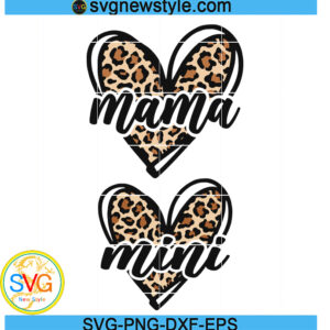 Mama Mini Leopard Heart Svg, Mother's Day Svg, Png, Dxf, Digital Download