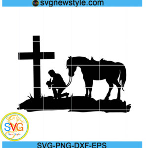 Cowboy Kneeling in the cross svg