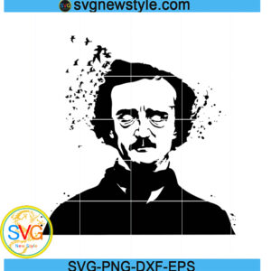 Edgar Allan Poe svg, Halloween Svg, Png, Dxf, Eps Cricut File Silhouette Art