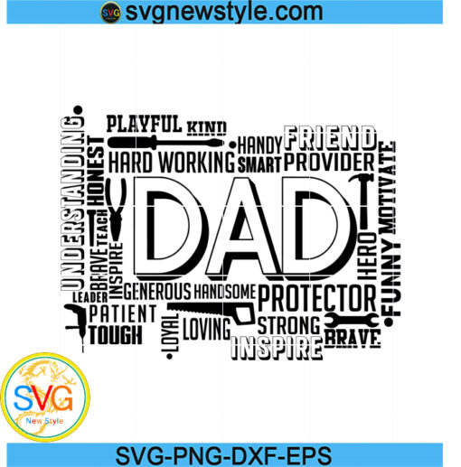 Dad Word Art Svg, Father's Day Svg, Daddy Svg, Png, Dxf, Eps