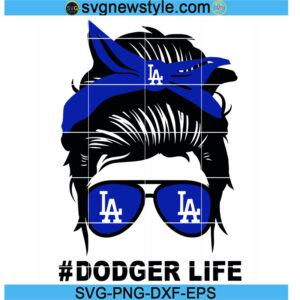 Dodger Girl life solid bow Svg, Los Angeles Svg, Png, Dxf, Eps Cricut File