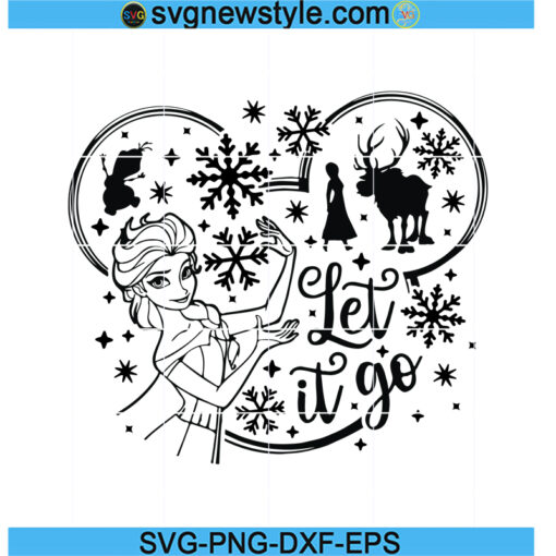 Let it Go Svg, Snowflake Svg, Mouse Ears Svg, Frozen Svg, Winter Svg ...