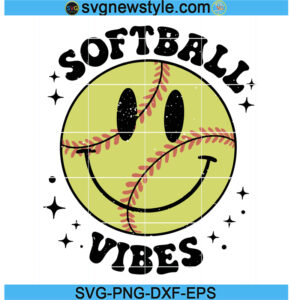 Softball Smile Svg, Softball Vibes Svg, Png, Dxf, Eps Cricut File Silhouette Art