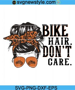 Biker Hair Don't Care Messy Bun Svg, Gift For Bike Lovers Messy Bun Svg, Messy Bun Png, Skull Svg