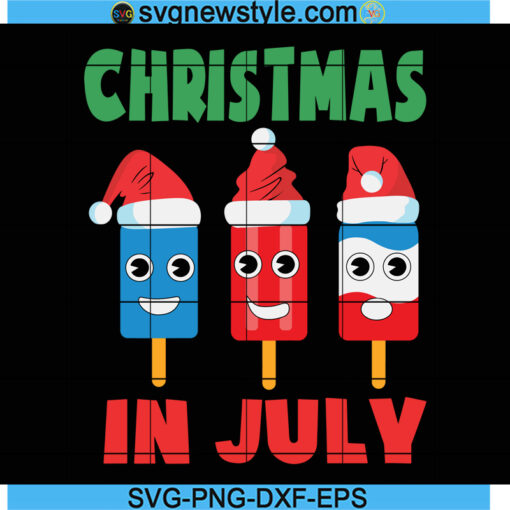 Christmas In July Ice Pops In Santa Hat Svg, Summer Vibes, Beach Vacation, Holiday Svg, Tropical Svg