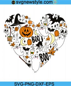 Halloween Png, Doodle Heart Collage I Love Halloween Svg, Pumpkin Svg, Halloween Pumpkin Svg, Halloween 2022 Svg
