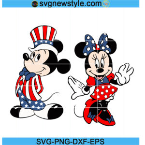 Patriotic Mickey and Minnie Svg