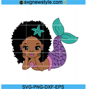 Mermaid Afro Svg, Black Mermaid Svg, PNG EPS DXF Silhouette Art