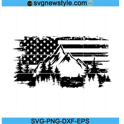 American Flag Svg, Mountain Svg, Camping Svg, Landscape Svg, Trees And ...