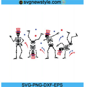 Dancing skeleton 4th of July svg