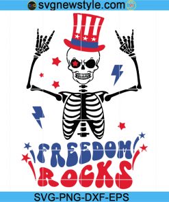 Freedom rocks svg, Skeleton 4th of July svg, Retro 4th of july svg, American svg, Independence day svg, Fourth of July svg