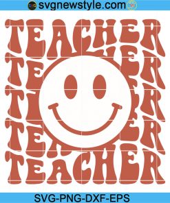 Teacher svg, Smiley Face svg, Educator svg, Back to School svg, Teaching svg, Wavy Letters svg