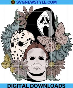 Halloween floral png, Horror movie png, Scream png, Jason png, Freddy png, Fright night png.