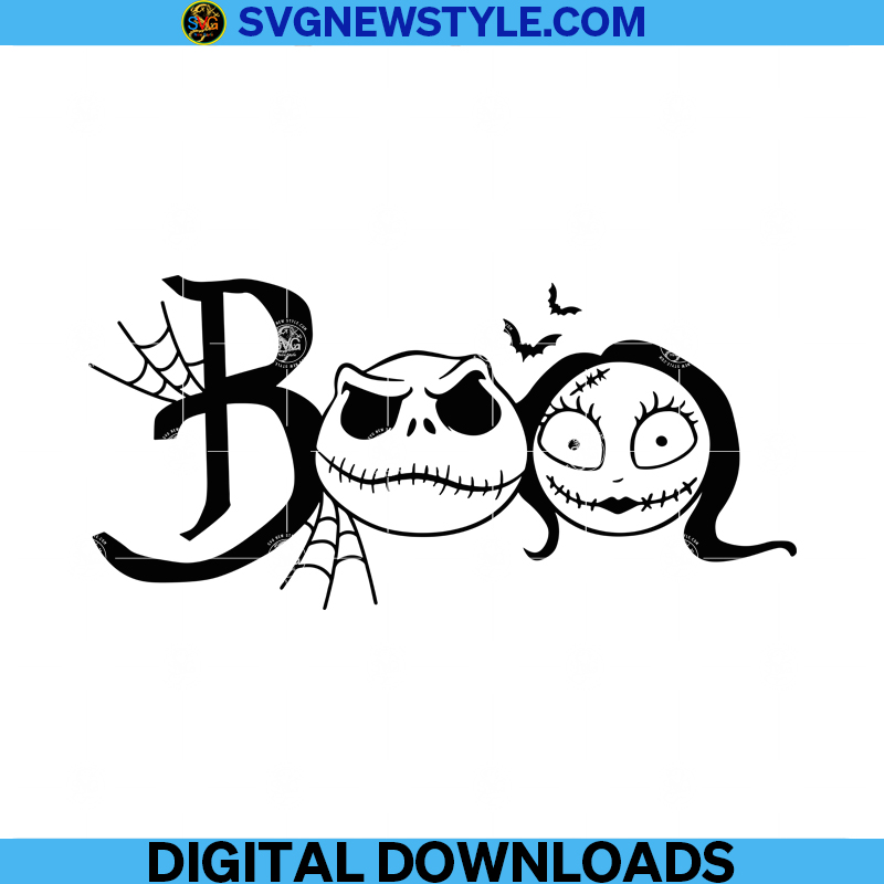 Jack and Sally Boo Svg, Skellington Svg, Nightmare before christmas Png