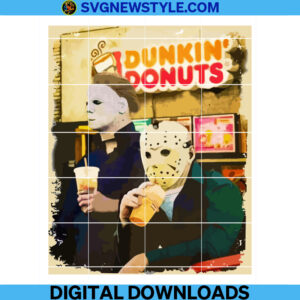Jason and Micheal Myers Dunkin Donuts Png, Horror Movie Png, Digital Downloads