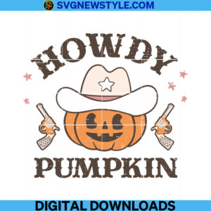 Retro Howdy Pumpkin Distressed Svg
