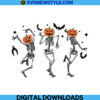 Dancing Pumpkin Head Skeletons Halloween Svg