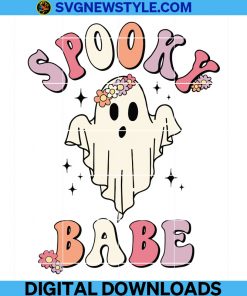 Spooky Babe Svg, Cute Ghost Svg, Autumn Png, Halloween Svg, Fall Svg, Png.