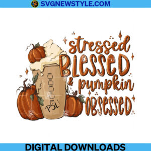 Stressed Blessed Pumpkin obsessed Png