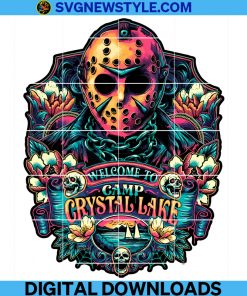 Welcome to Camp Crystal Lake Jason Png, Vintage Horror Movie Png, Scary 1980s Jason Camp Counselor Cult Classic Slasher Png.