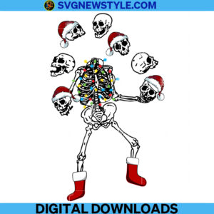 Christmas Dancing Skeleton Png, Sublimation Designs Downloads